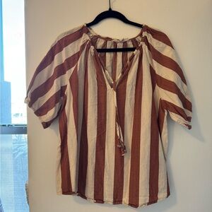 Knox Rose Rust and Cream Striped Blouse